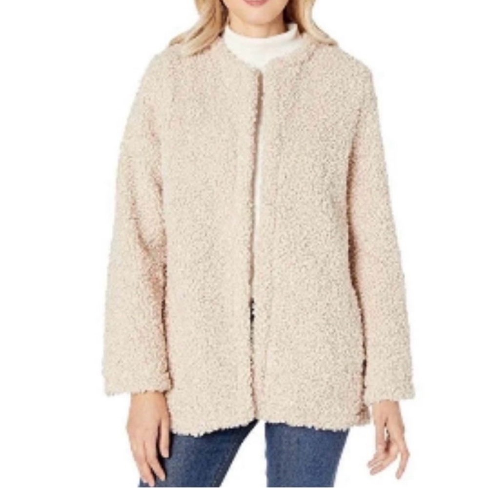 Max Studio Faux Fur Coat Jacket Small Champagne